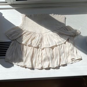 Cute ruffle cream mini skirt